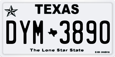 TX license plate DYM3890