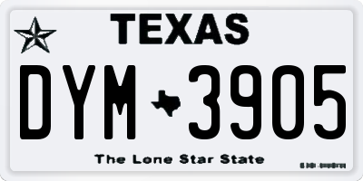 TX license plate DYM3905