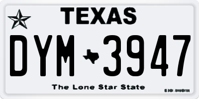 TX license plate DYM3947