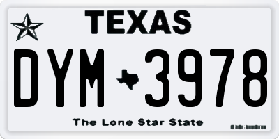 TX license plate DYM3978