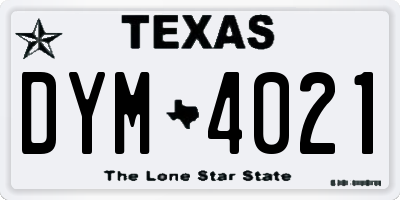 TX license plate DYM4021