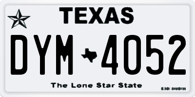 TX license plate DYM4052