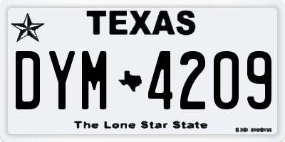 TX license plate DYM4209