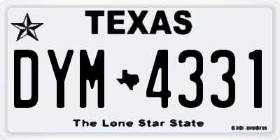 TX license plate DYM4331