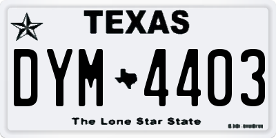 TX license plate DYM4403
