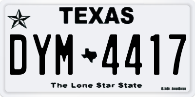 TX license plate DYM4417