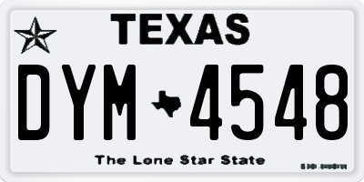 TX license plate DYM4548