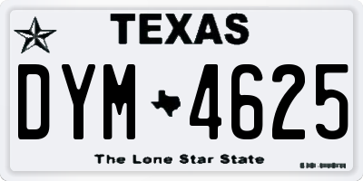 TX license plate DYM4625