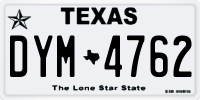 TX license plate DYM4762