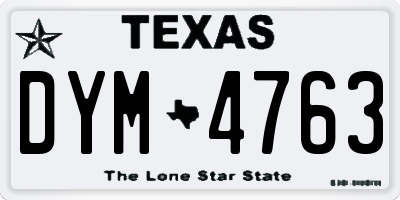 TX license plate DYM4763