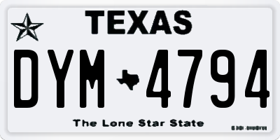 TX license plate DYM4794