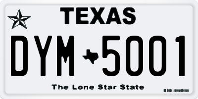 TX license plate DYM5001