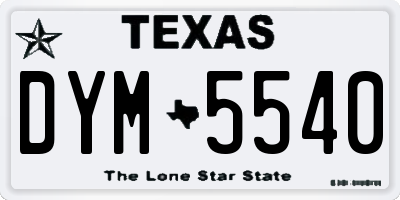 TX license plate DYM5540