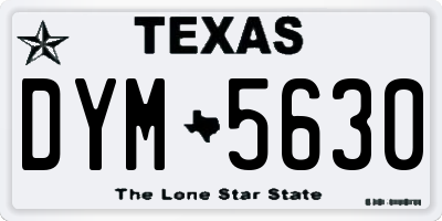 TX license plate DYM5630
