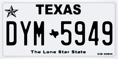 TX license plate DYM5949