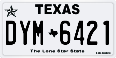 TX license plate DYM6421