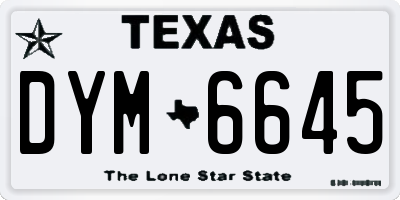 TX license plate DYM6645