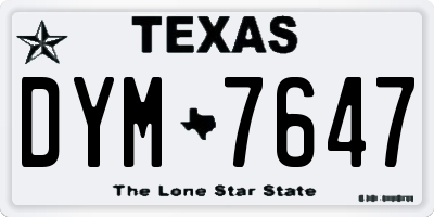 TX license plate DYM7647