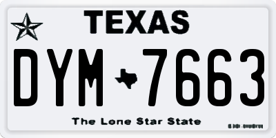 TX license plate DYM7663