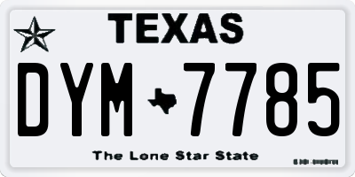 TX license plate DYM7785