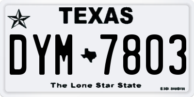 TX license plate DYM7803