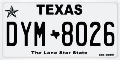 TX license plate DYM8026