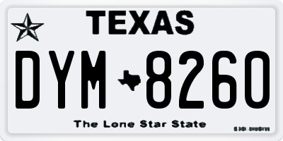 TX license plate DYM8260