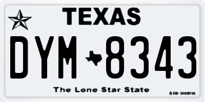 TX license plate DYM8343