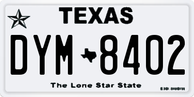 TX license plate DYM8402
