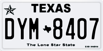 TX license plate DYM8407