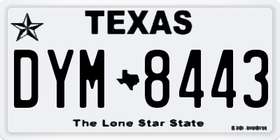 TX license plate DYM8443