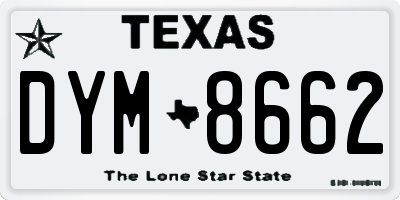 TX license plate DYM8662