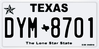 TX license plate DYM8701