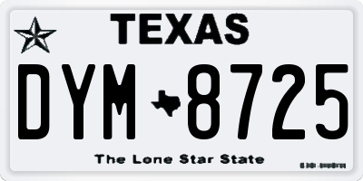 TX license plate DYM8725