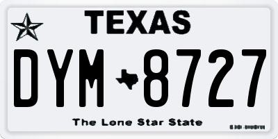 TX license plate DYM8727