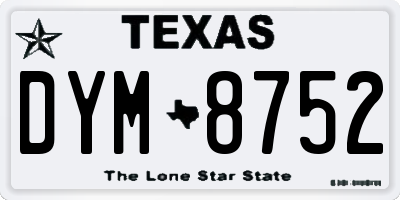 TX license plate DYM8752