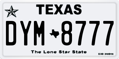 TX license plate DYM8777
