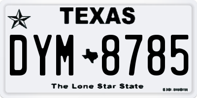 TX license plate DYM8785