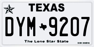 TX license plate DYM9207
