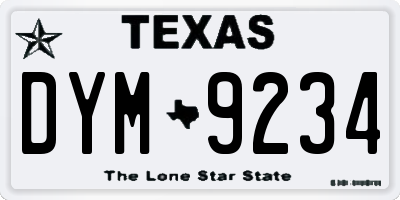 TX license plate DYM9234