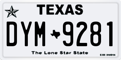 TX license plate DYM9281