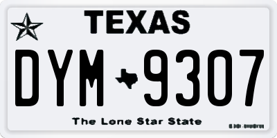 TX license plate DYM9307