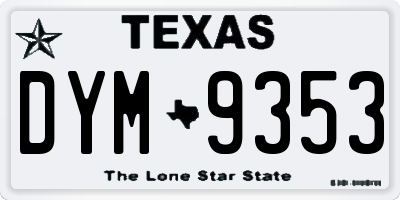 TX license plate DYM9353