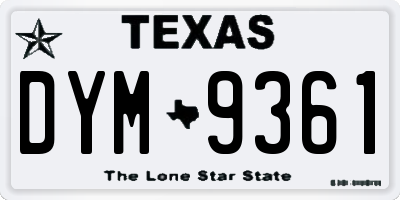TX license plate DYM9361