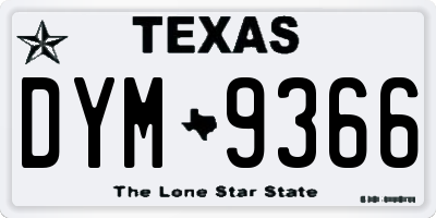 TX license plate DYM9366