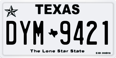 TX license plate DYM9421