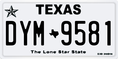 TX license plate DYM9581