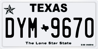 TX license plate DYM9670