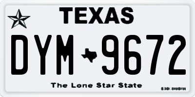 TX license plate DYM9672