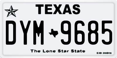 TX license plate DYM9685
